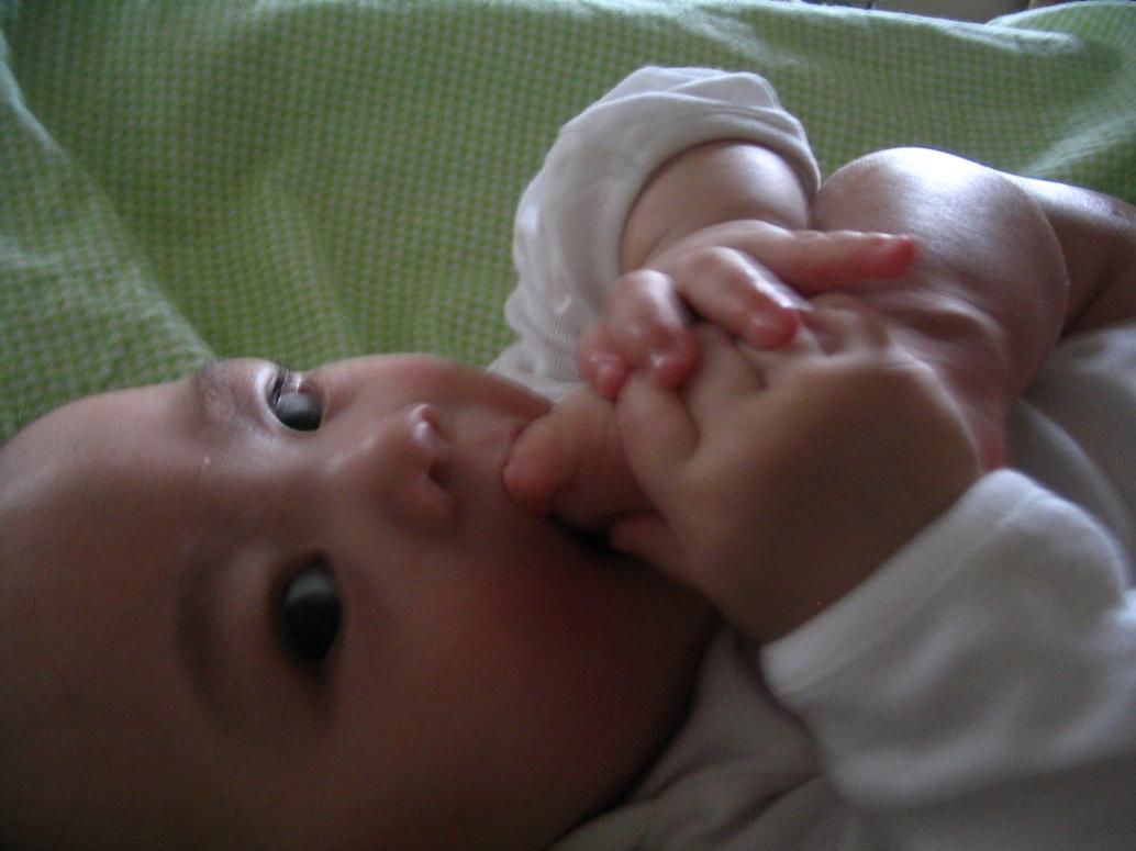 Con còn biết gặm ngón chân nữa