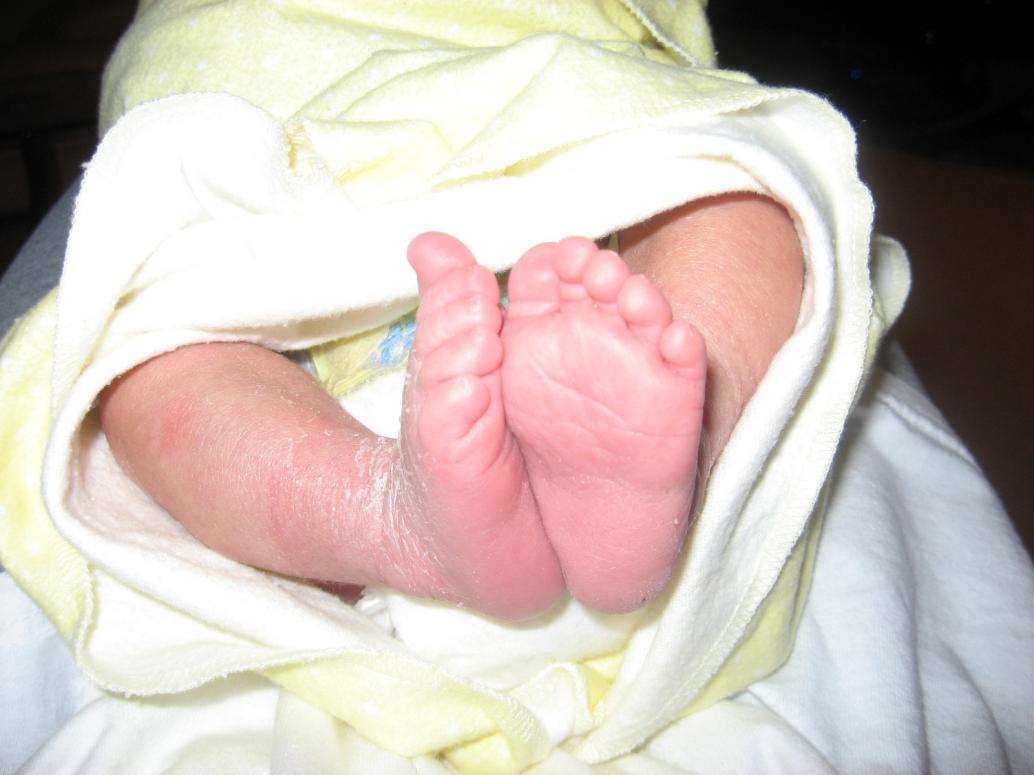 Hồi đó hai bàn chân con nhỏ xíu, nhăn nheo...