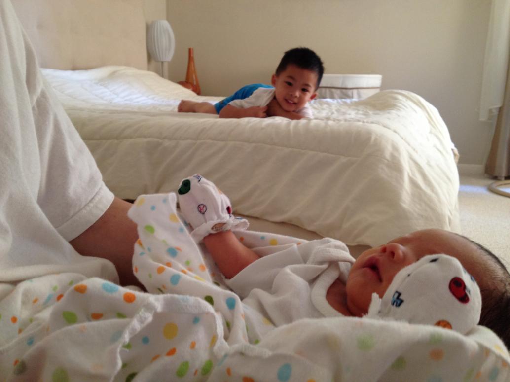 Cúc Cu thích em lắm.  Khi nào lại gần quá thì bị đuổi ra xa.