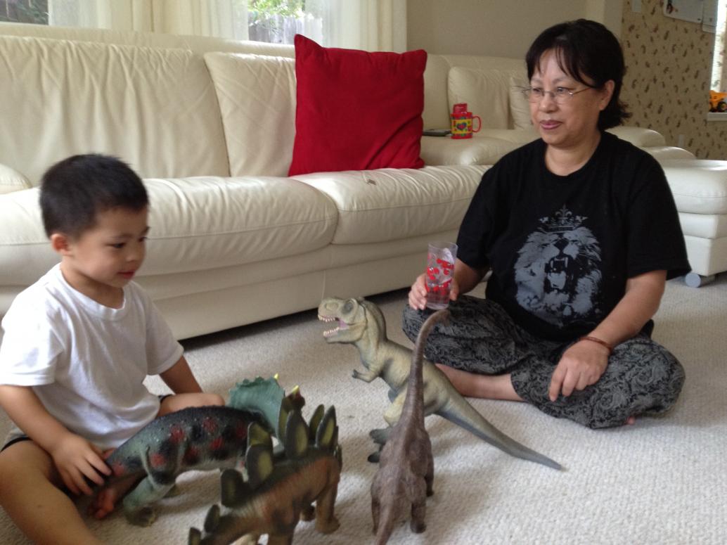 ...chơi khủng long với Nội...